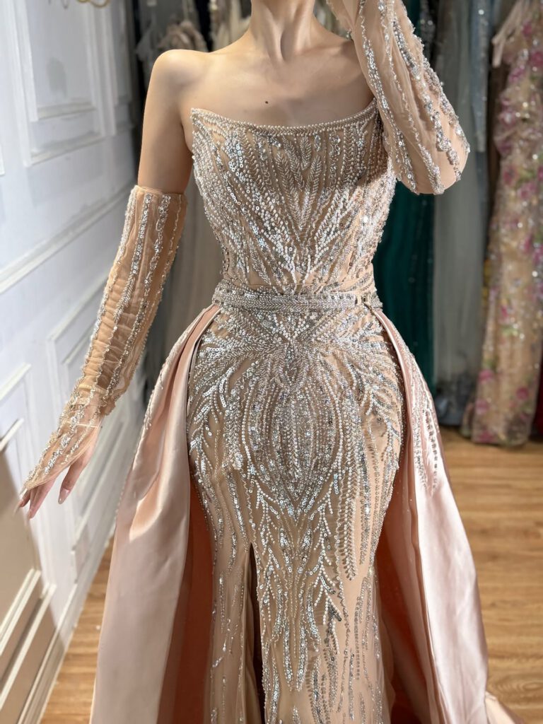 Nove Dress Wine Red Beaded Overskirt Evening Dress