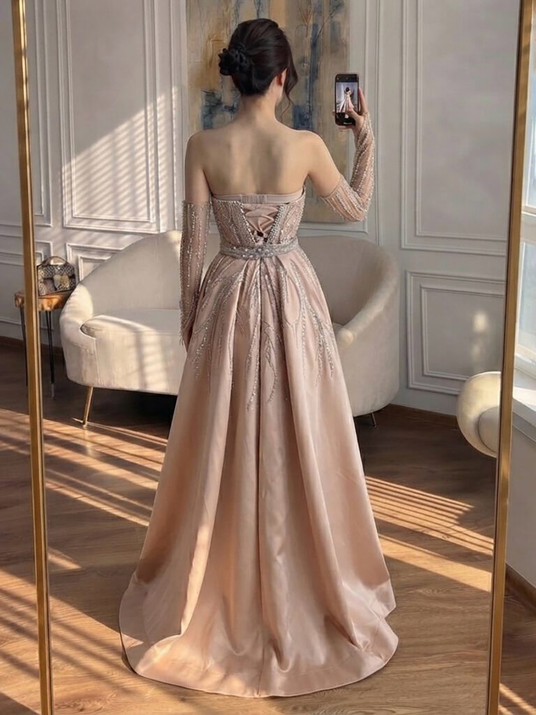 Nove Dress Wine Red Beaded Overskirt Evening Dress