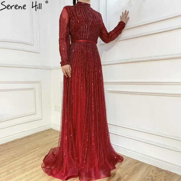 Nove Dress Wine Red Beaded Sparkle A-Line Modest Evening Dress 1 - Nove Dress