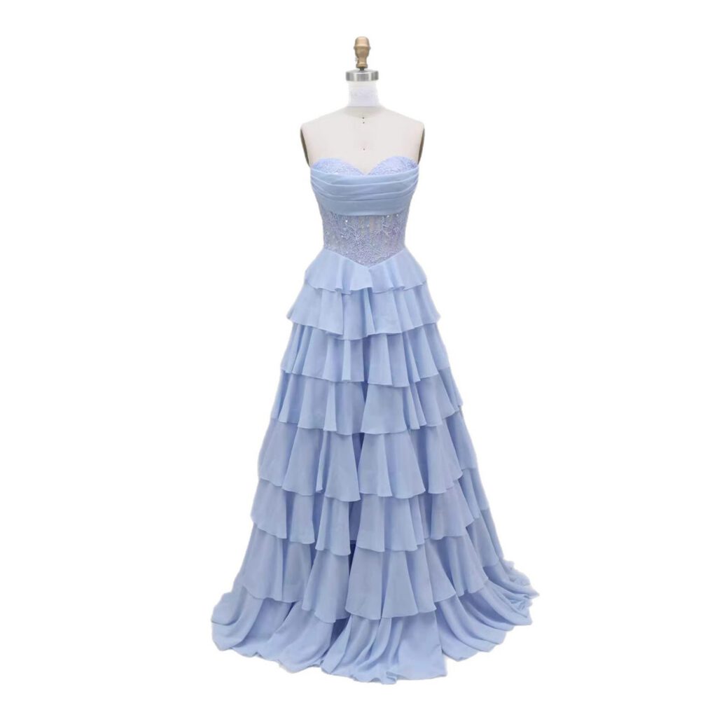 Nove Dress Yellow Pearl Beaded Lace Strapless A-Line Evening Dress