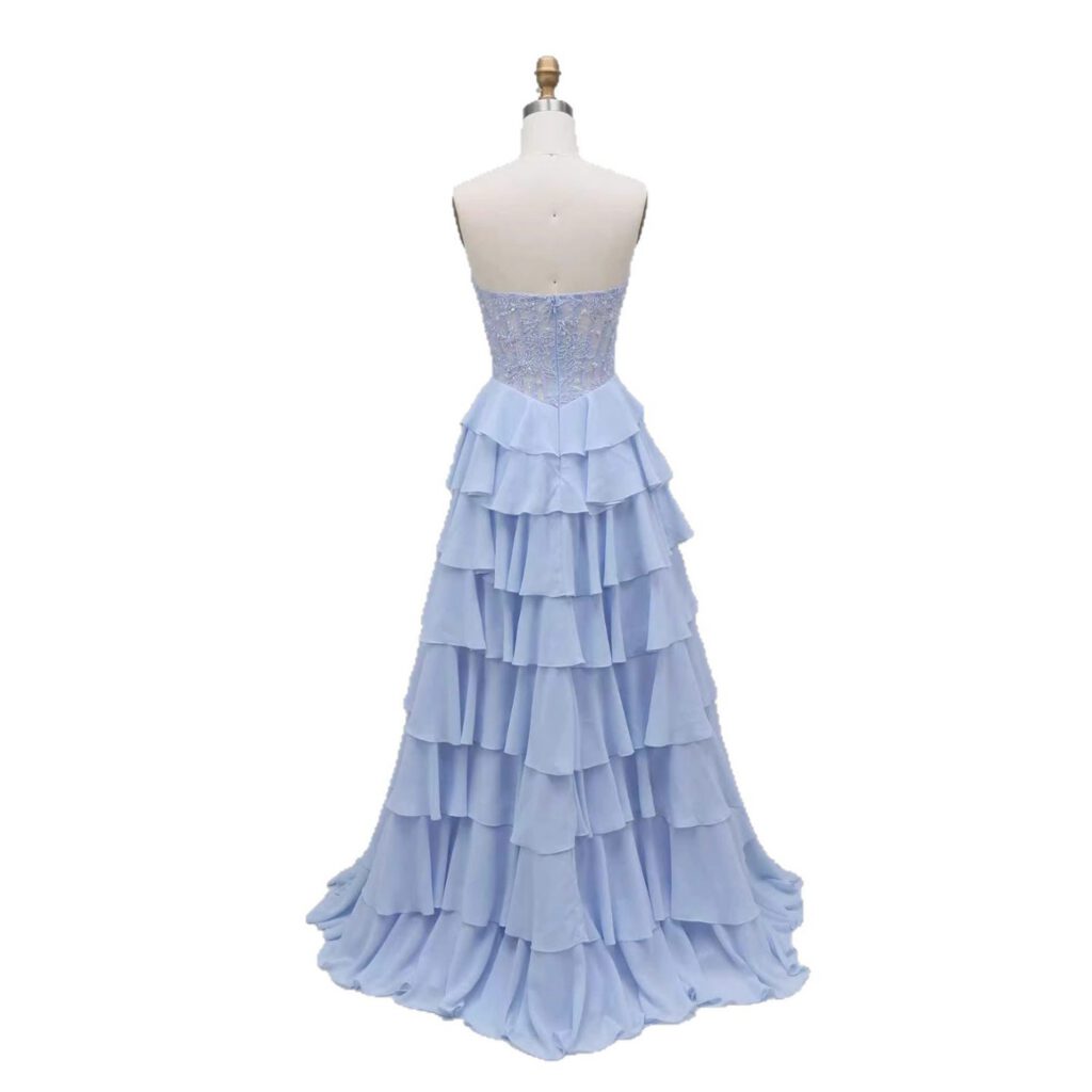 Nove Dress Yellow Pearl Beaded Lace Strapless A-Line Evening Dress